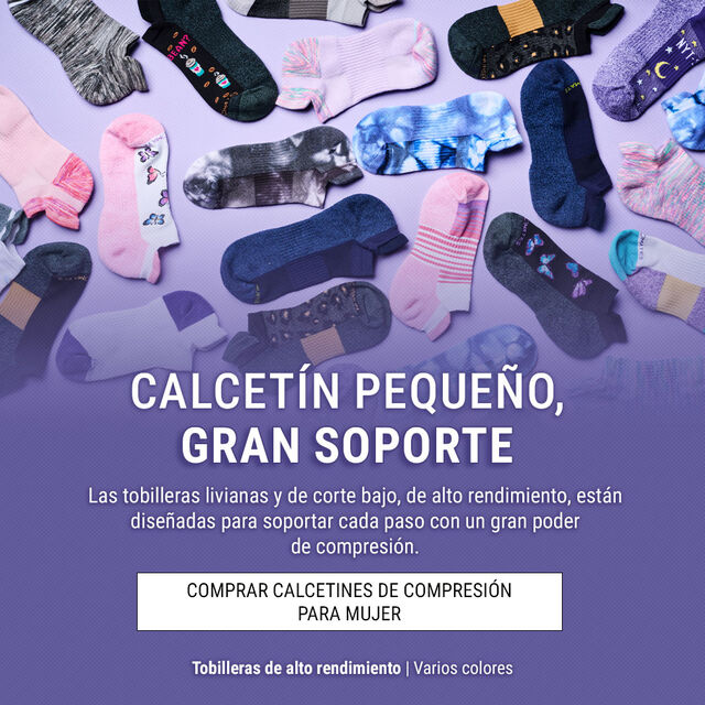 Calcetín Pequeño, Gran Soporte. Las Tobilleras Livianas Y De Corte Bajo, De Alto Rendimiento, Están Diseñadas Para Soportar Cada Paso Con Un Gran Poder De Compresión. Comprar Calcetines De Compresión Para Mujer. Tobilleras De Alto Rendimiento | Varios Colores.
