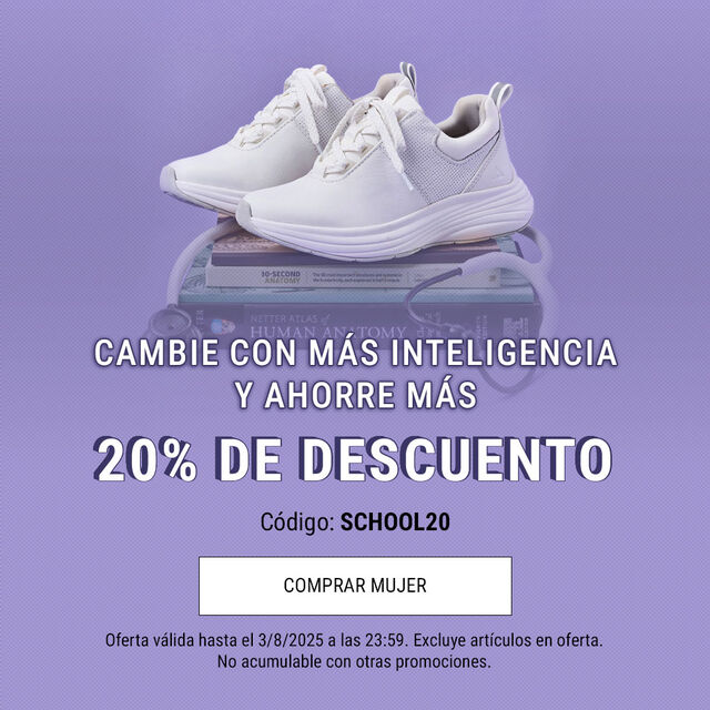 Cambie con más inteligencia y ahorre más. 20% De descuento. Código: School20. Comprar Mujer. Oferta válida hasta el 3/8/2025 a las 23:59. Excluye artículos en oferta. No acumulable con otras promociones.